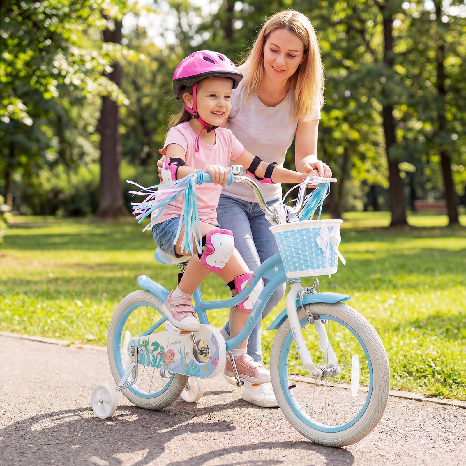 18 Inch Kids Bike, Adjustable With Basket, Streamers, Ages 4-8, Blue Kids Bike at Gallery Canada