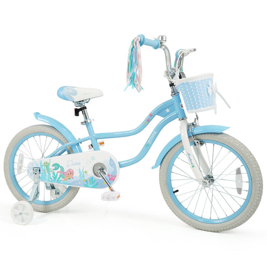 18 Inch Kids Bike, Adjustable With Basket, Streamers, Ages 4-8, Blue Kids Bike Blue at Gallery Canada