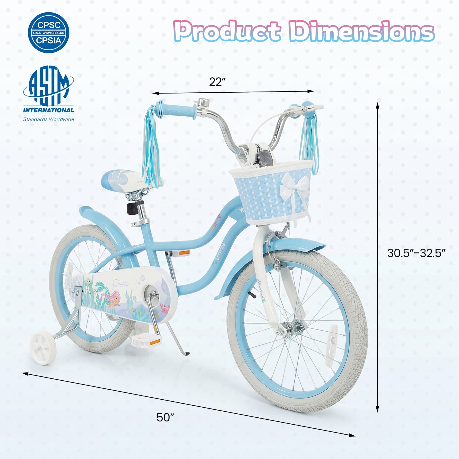 18 Inch Kids Bike, Adjustable With Basket, Streamers, Ages 4-8, Blue Kids Bike at Gallery Canada