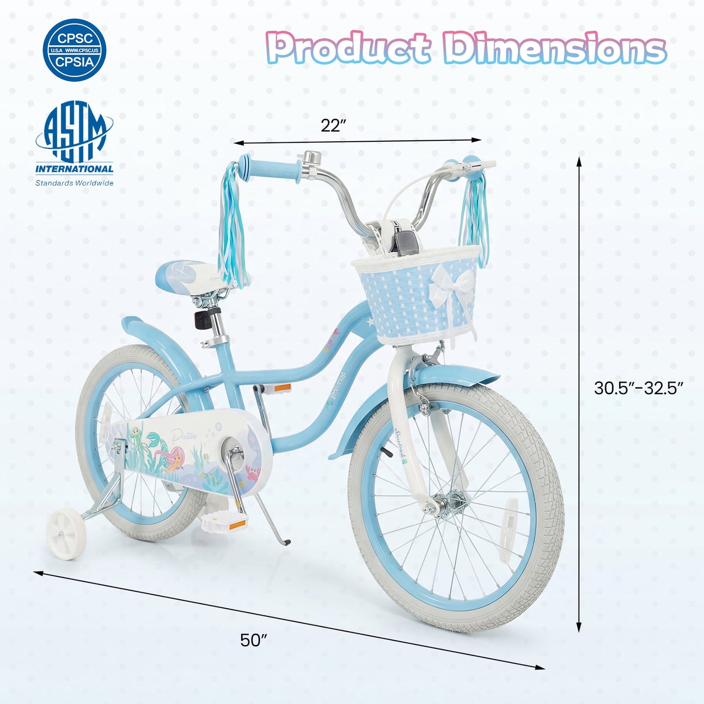 18 Inch Kids Bike, Adjustable With Basket, Streamers, Ages 4-8, Blue Kids Bike at Gallery Canada