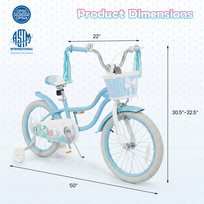 18 Inch Kids Bike, Adjustable With Basket, Streamers, Ages 4-8, Blue Kids Bike at Gallery Canada