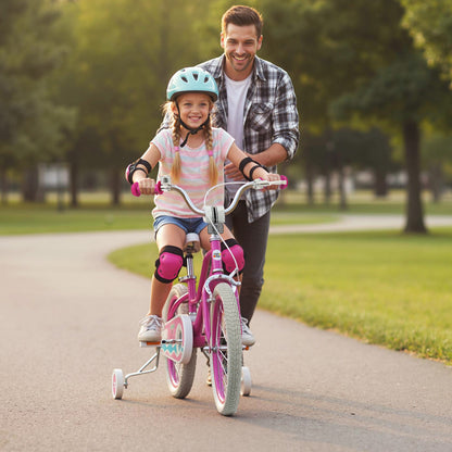 18 Inch Kids Bike for Aged 3-8 Years Old with Adjustable Handlebar Pink- Starlight Wave, Pink Kids Bike at Gallery Canada