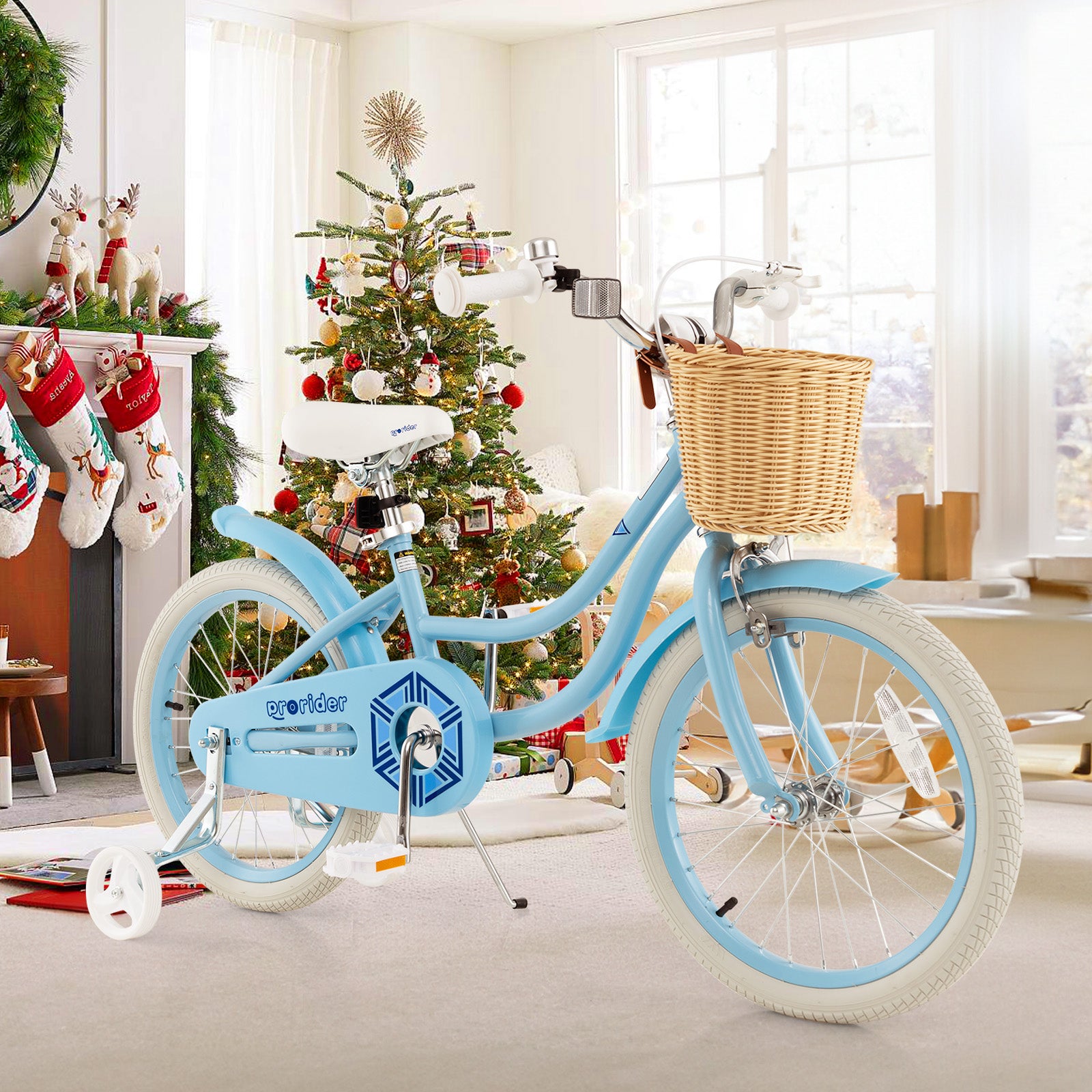 18-Inch Kids Bike with Training Wheels and Adjustable Handlebar Seat, Blue Kids Bike at Gallery Canada