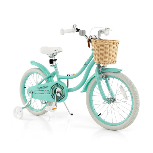 18-Inch Kids Bike, Training Wheels, Adjustable Seat, Green Kids Bike Green at Gallery Canada