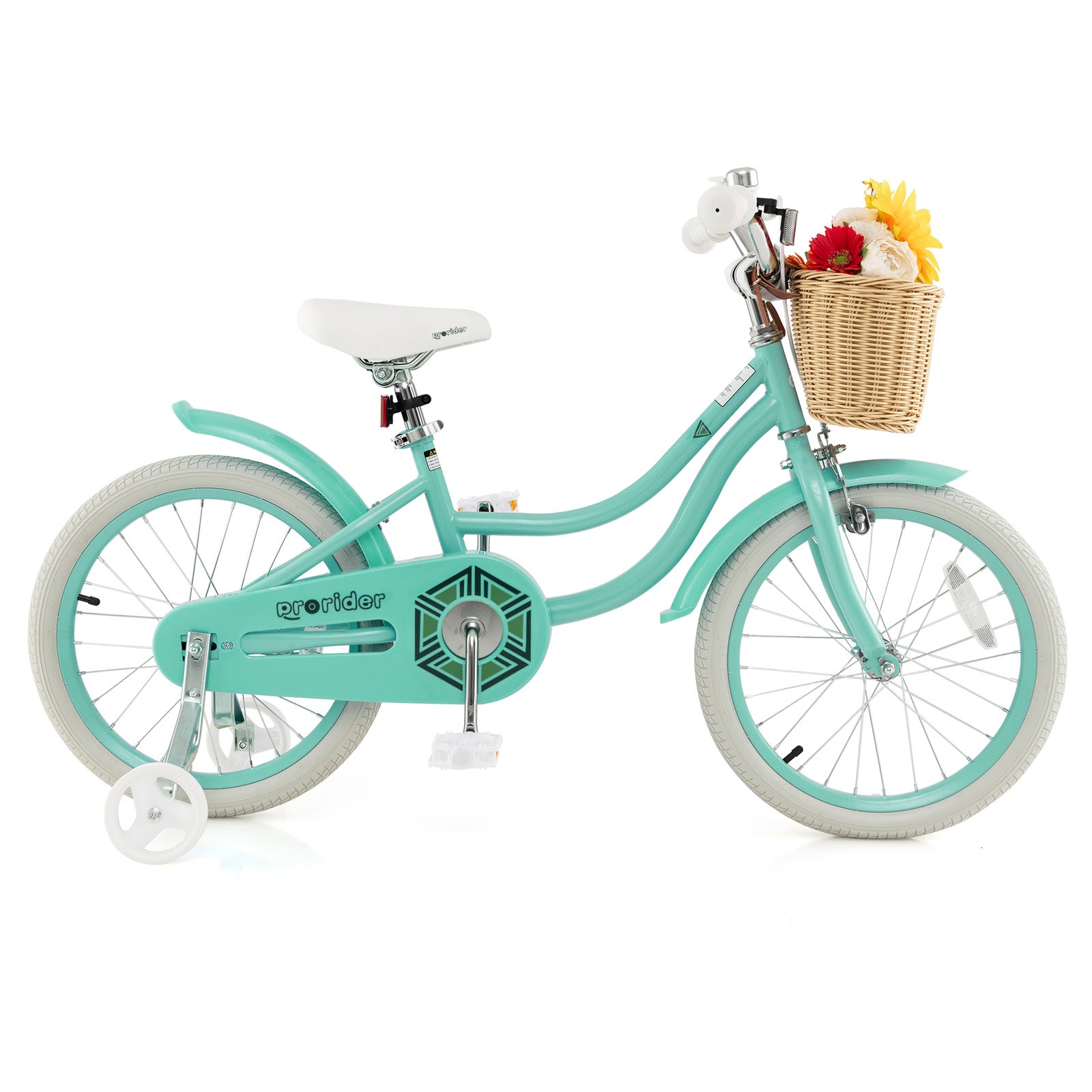 18-Inch Kids Bike with Training Wheels and Adjustable Handlebar Seat, Green Kids Bike at Gallery Canada