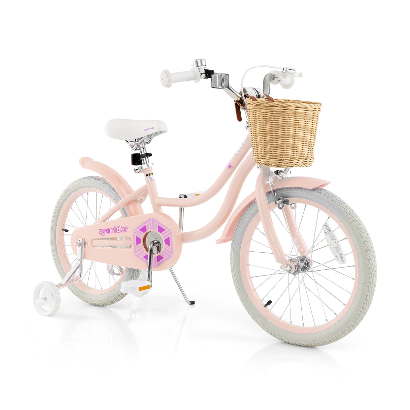 18-Inch Kids Bike with Training Wheels and Adjustable Handlebar Seat, Pink Kids Bike at Gallery Canada