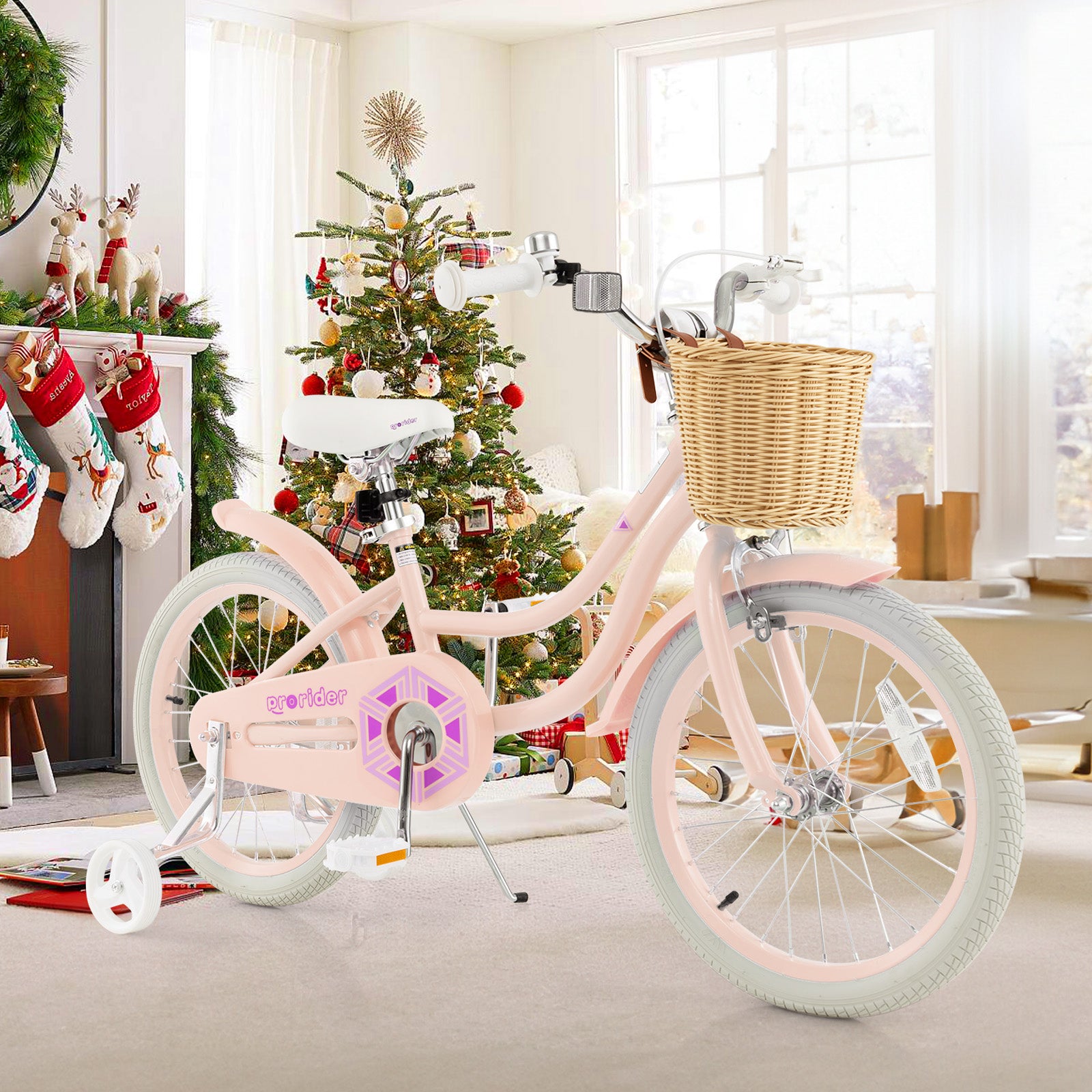 18-Inch Kids Bike with Training Wheels and Adjustable Handlebar Seat, Pink Kids Bike at Gallery Canada