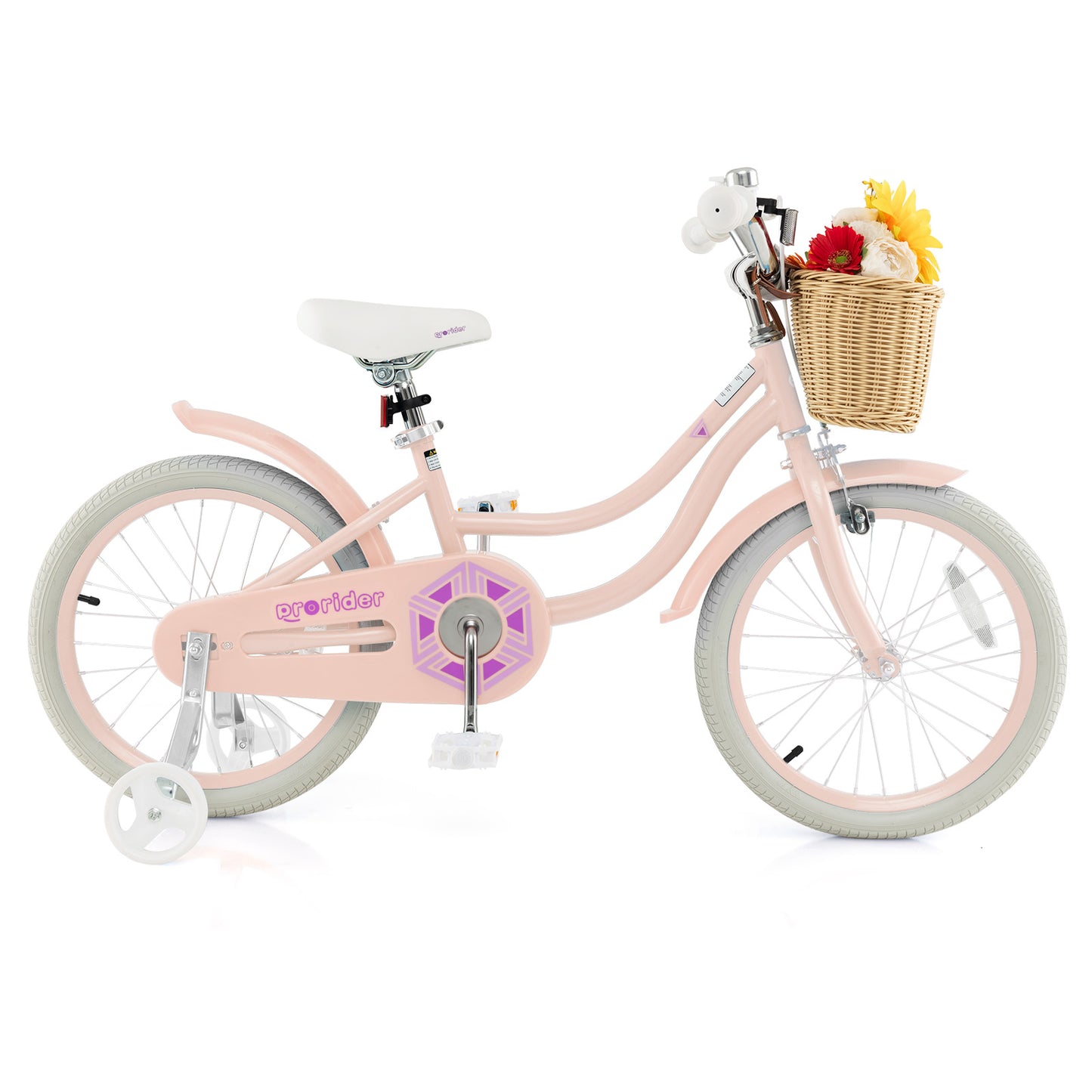 18-Inch Kids Bike with Training Wheels and Adjustable Handlebar Seat, Pink Kids Bike at Gallery Canada