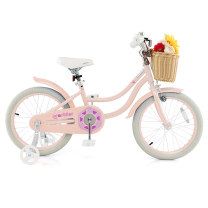 18-Inch Kids Bike with Training Wheels and Adjustable Handlebar Seat, Pink Kids Bike at Gallery Canada