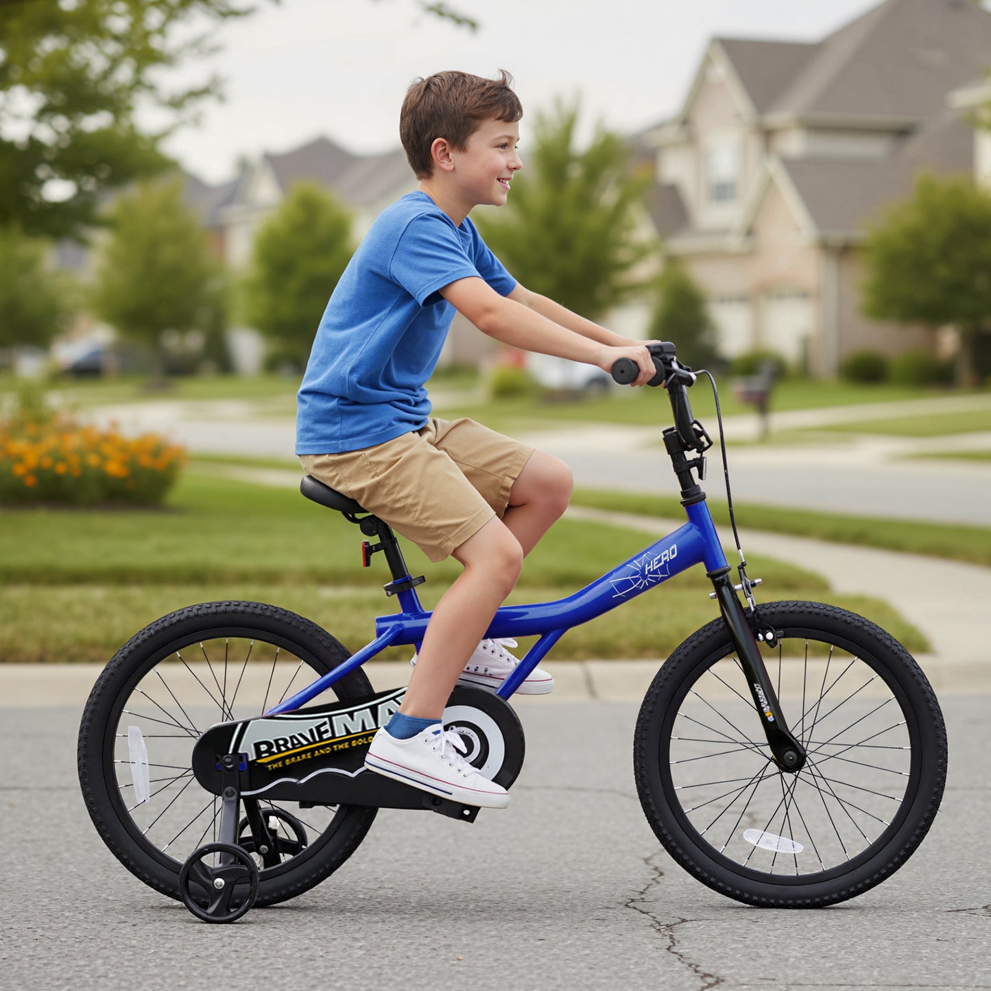18-Inch Kids Bike with Removable Training Wheels Navy - Brave Hero, Navy Kids Bike at Gallery Canada
