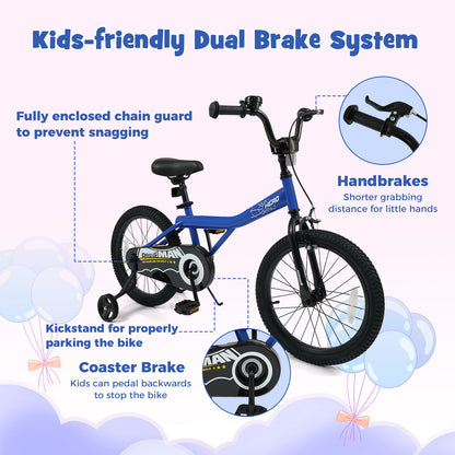 18-Inch Kids Bike with Removable Training Wheels Navy - Brave Hero, Navy Kids Bike at Gallery Canada