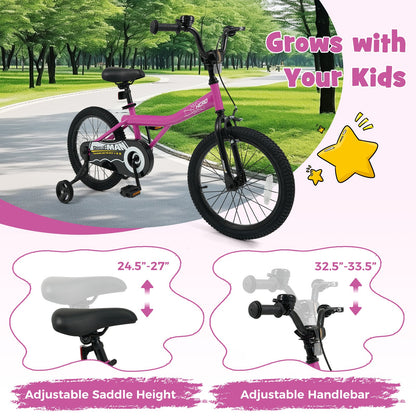 18-Inch Kids Bike with Removable Training Wheels Pink-Brave Hero Scooters at Gallery Canada