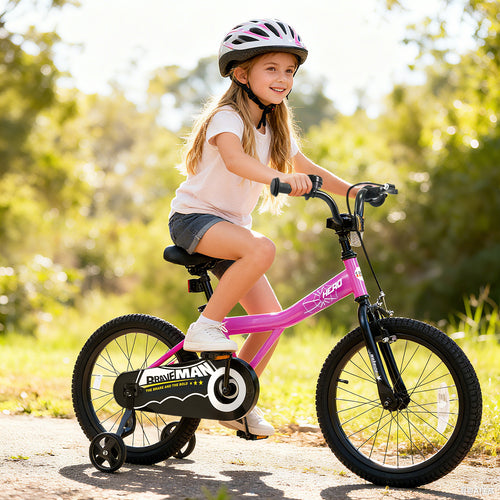 18-Inch Kids Bike, With Removable Training Wheels, Pink