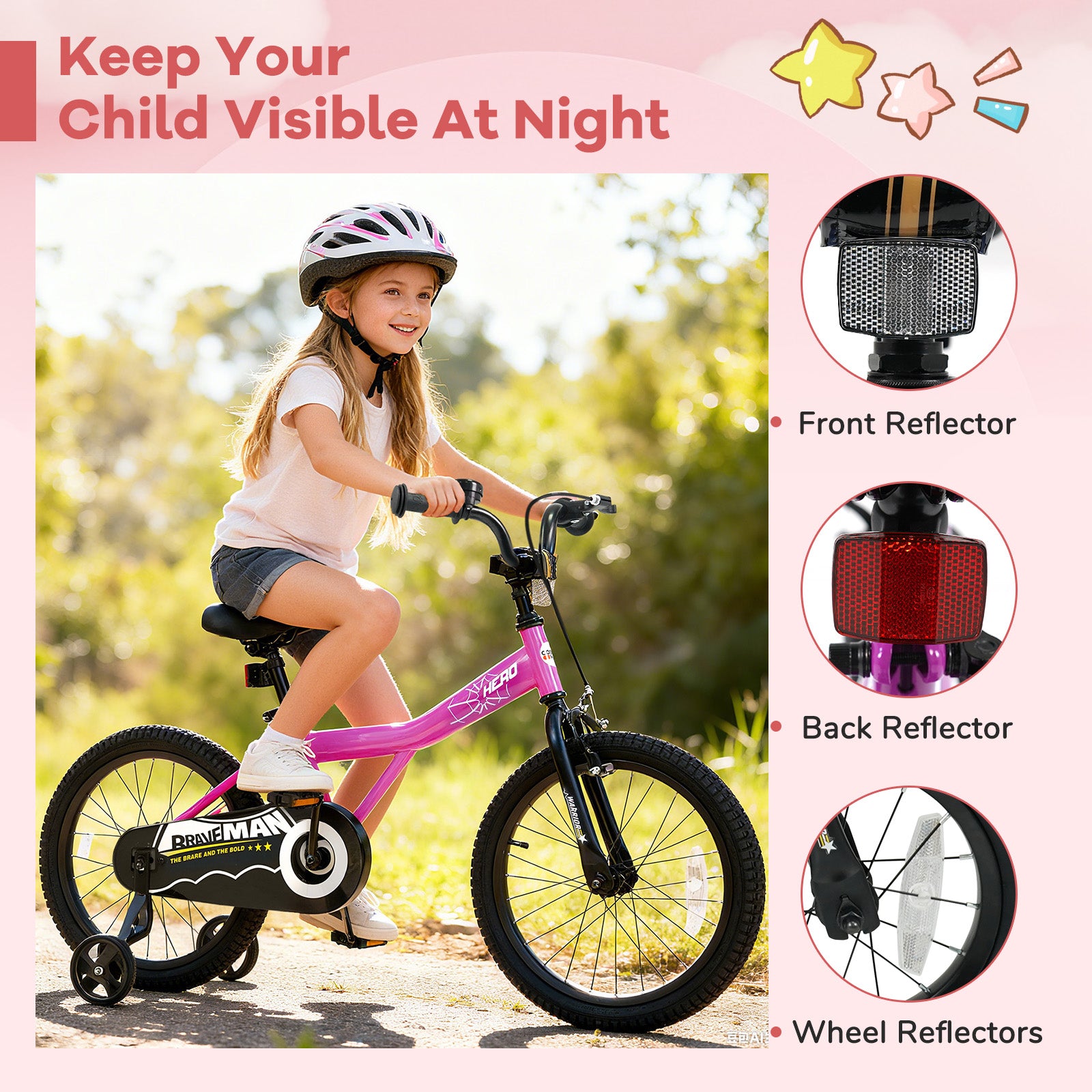 18-Inch Kids Bike, With Removable Training Wheels, Pink Scooters at Gallery Canada