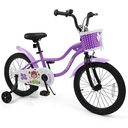 18 Inch Kids Bike with Training Wheels for Aged 3-8 Years Old - Magic Purple, Purple Kids Bike at Gallery Canada