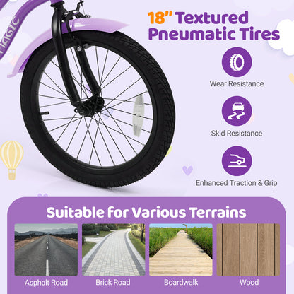 18 Inch Kids Bike with Training Wheels for Aged 3-8 Years Old - Magic Purple, Purple Kids Bike at Gallery Canada