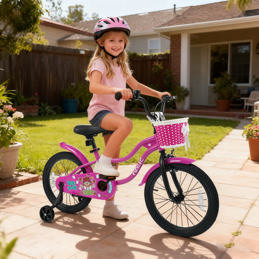 18 Inch Kids Bike with Training Wheels for Aged 3-8 Years Old - Magic Rose, Rose Red Kids Bike Rose Red at Gallery Canada
