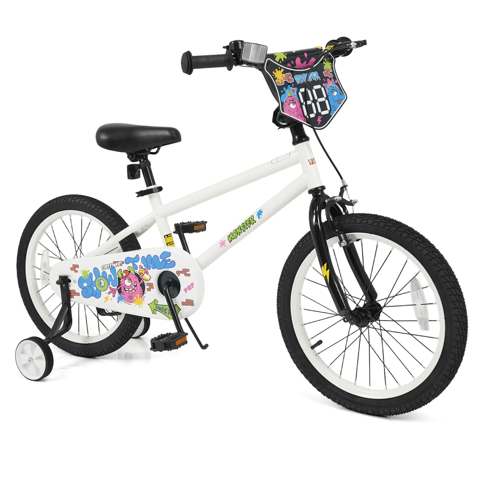 18 Inch Kids Bike with Training Wheels for Ages 4-8 Years Old White- Street Art Time, White Kids Bike at Gallery Canada