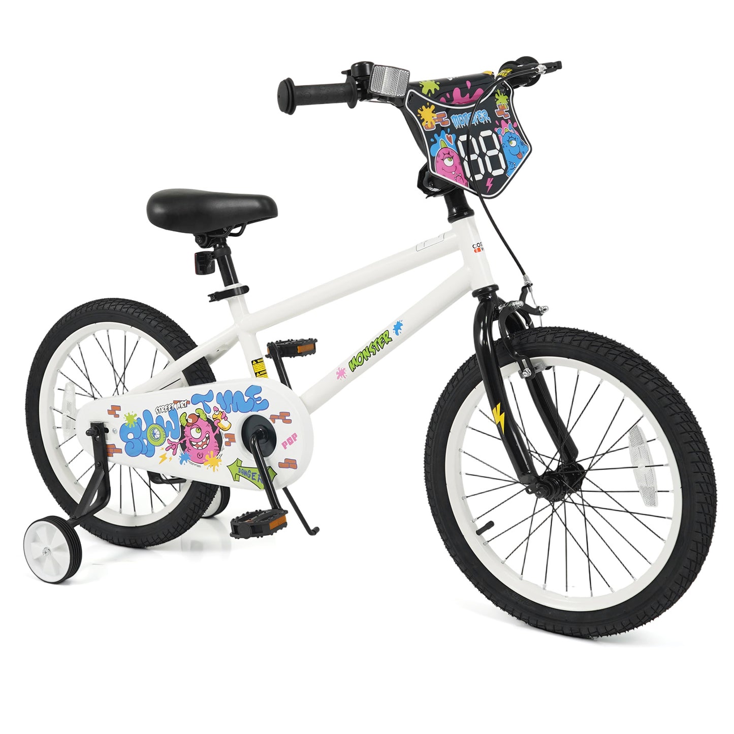 18 Inch Kids Bike with Training Wheels for Ages 4-8 Years Old White- Street Art Time, White Kids Bike at Gallery Canada