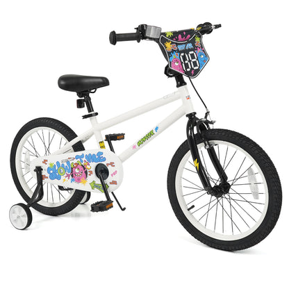 18 Inch Kids Bike with Training Wheels for Ages 4-8 Years Old White- Street Art Time, White Kids Bike at Gallery Canada