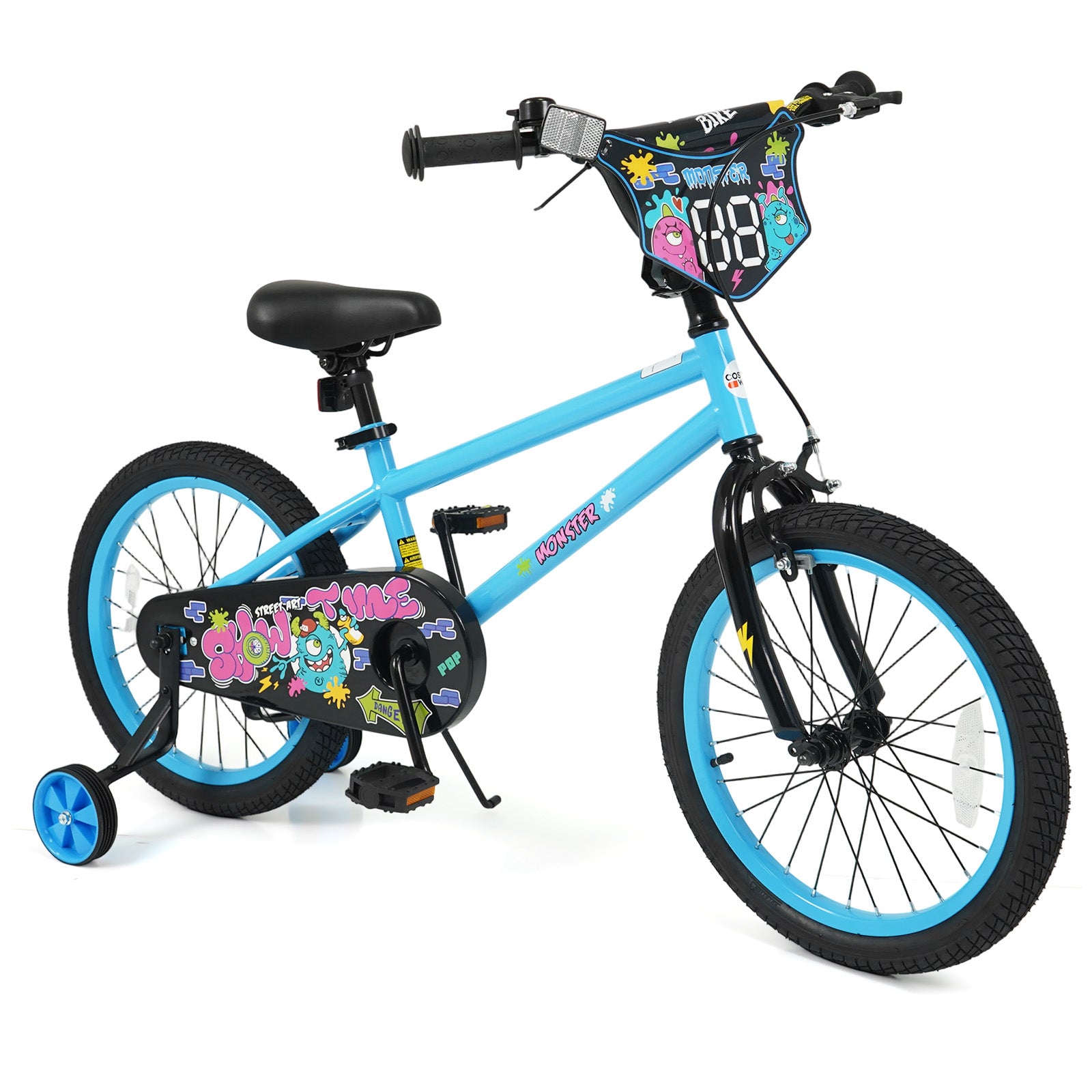 18 Inch Kids Bike with Training Wheels for Ages 4-8 Years Old Blue- Street Art Time, Blue Kids Bike Blue at Gallery Canada