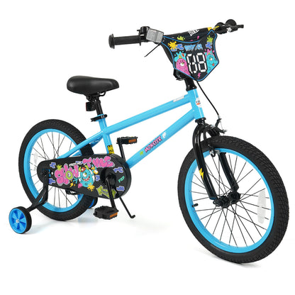 18 Inch Kids Bike with Training Wheels for Ages 4-8 Years Old Blue- Street Art Time, Blue Kids Bike Blue at Gallery Canada