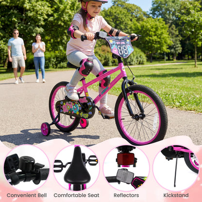 18 Inch Kids Bike With Training Wheels, Ages 4-8 Years, Pink Kids Bike at Gallery Canada