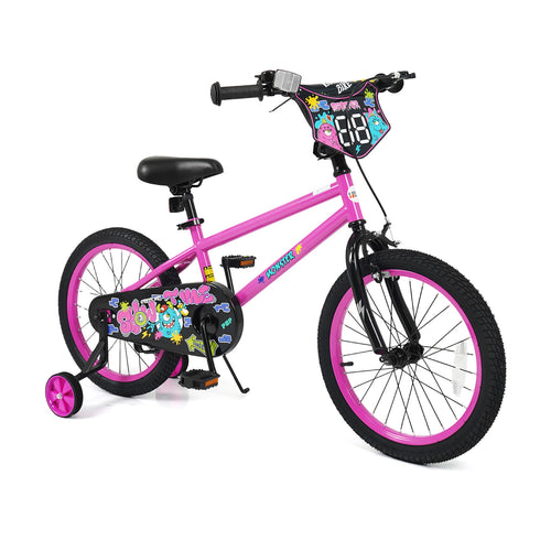 18 Inch Kids Bike With Training Wheels, Ages 4-8 Years, Pink