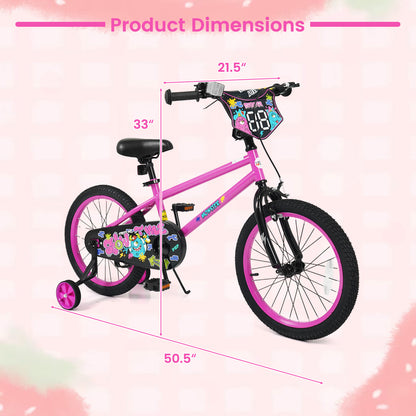 18 Inch Kids Bike With Training Wheels, Ages 4-8 Years, Pink Kids Bike at Gallery Canada