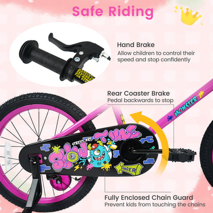 18 Inch Kids Bike With Training Wheels, Ages 4-8 Years, Pink Kids Bike at Gallery Canada