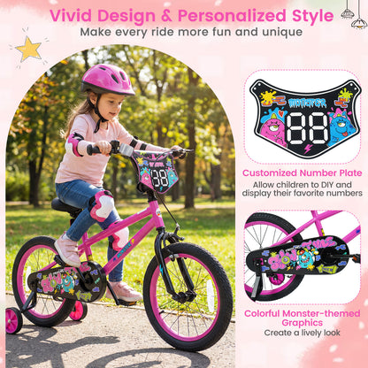18 Inch Kids Bike With Training Wheels, Ages 4-8 Years, Pink Kids Bike at Gallery Canada