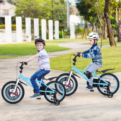 Vélo pour enfants de 18 pouces, guidon et selle réglables, 4-8 ans, bleu