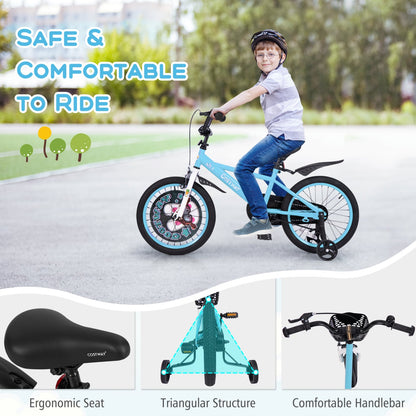 Vélo pour enfants de 18 pouces, guidon et selle réglables, 4-8 ans, bleu