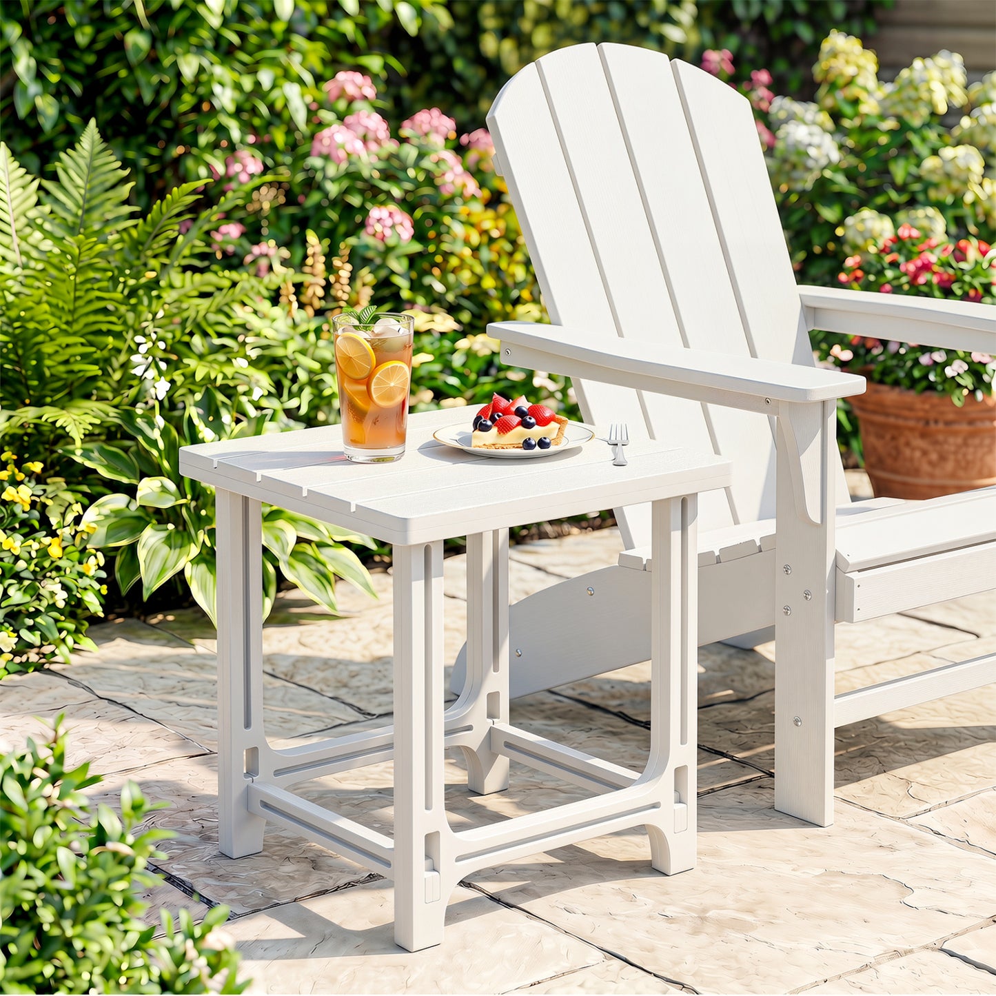 18 Inch Outdoor Adirondack Side Table, White Patio Coffee Tables at Gallery Canada