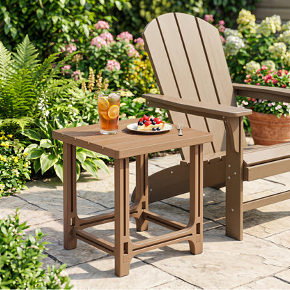 18 Inch Outdoor Adirondack Side Table, Brown