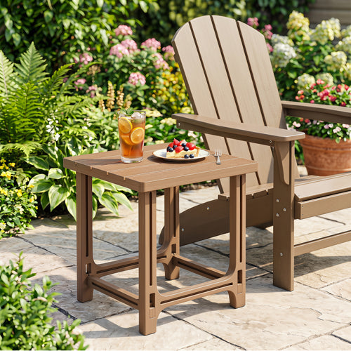 18 Inch Outdoor Adirondack Side Table, Brown