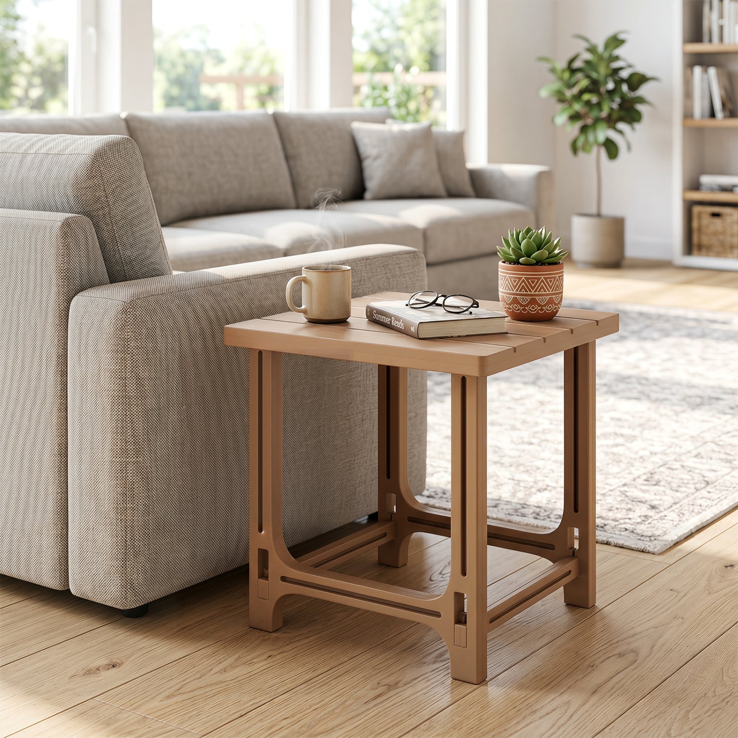 18 Inch Outdoor Adirondack Side Table, Brown