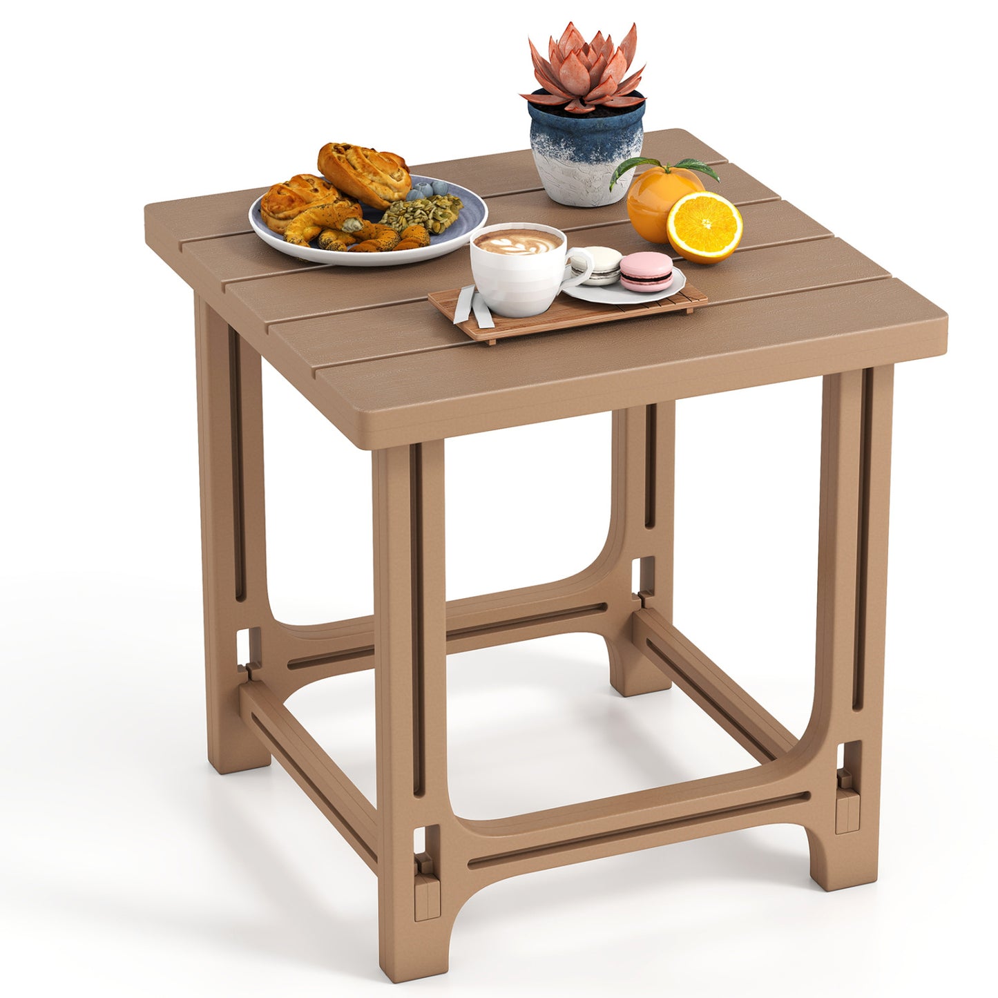 18 Inch Outdoor Adirondack Side Table, Brown