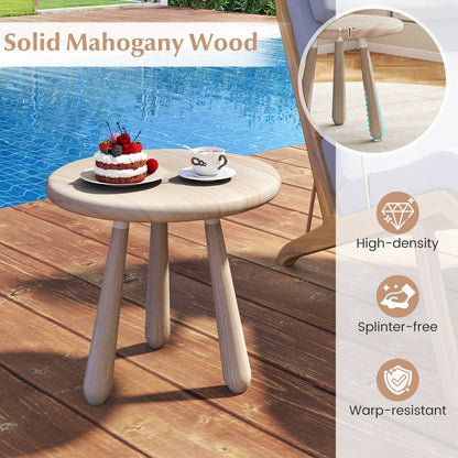 18 Inch Outdoor Mahogany Wood Side Table with Thickened Board, Natural End & Side Tables at Gallery Canada
