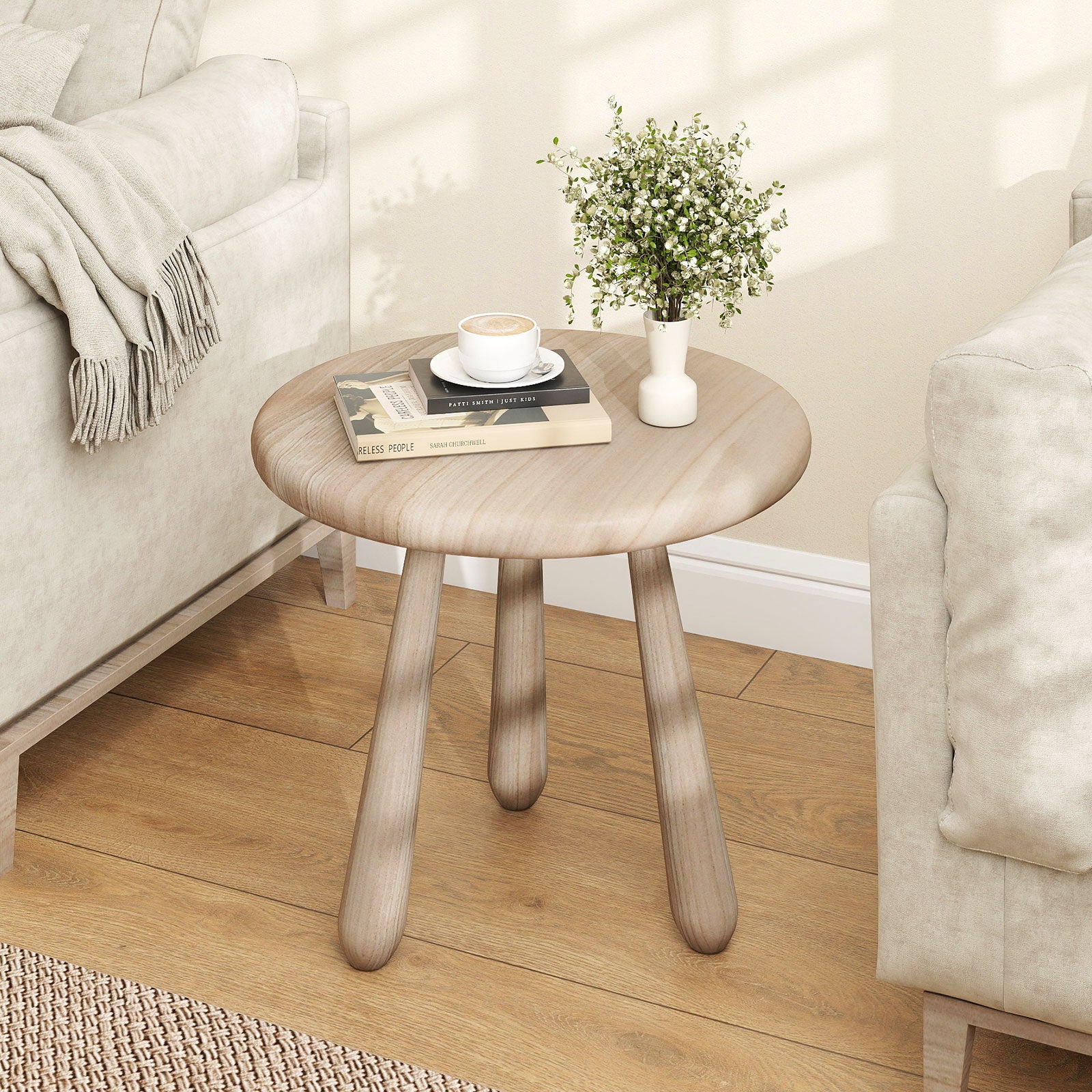 18 Inch Outdoor Mahogany Wood Side Table with Thickened Board, Natural End & Side Tables at Gallery Canada