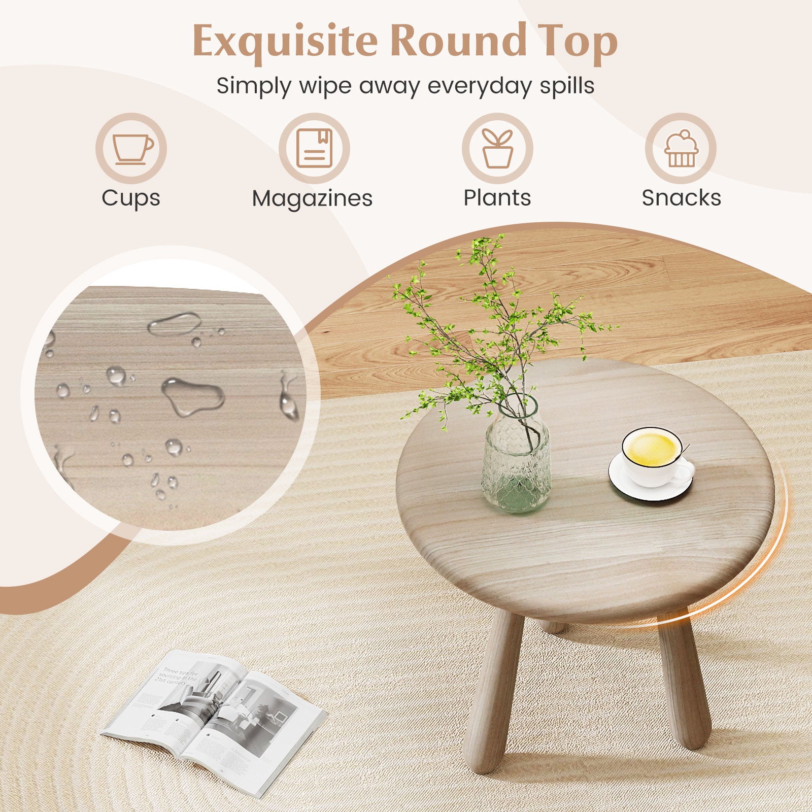 18 Inch Outdoor Mahogany Wood Side Table with Thickened Board, Natural End & Side Tables at Gallery Canada