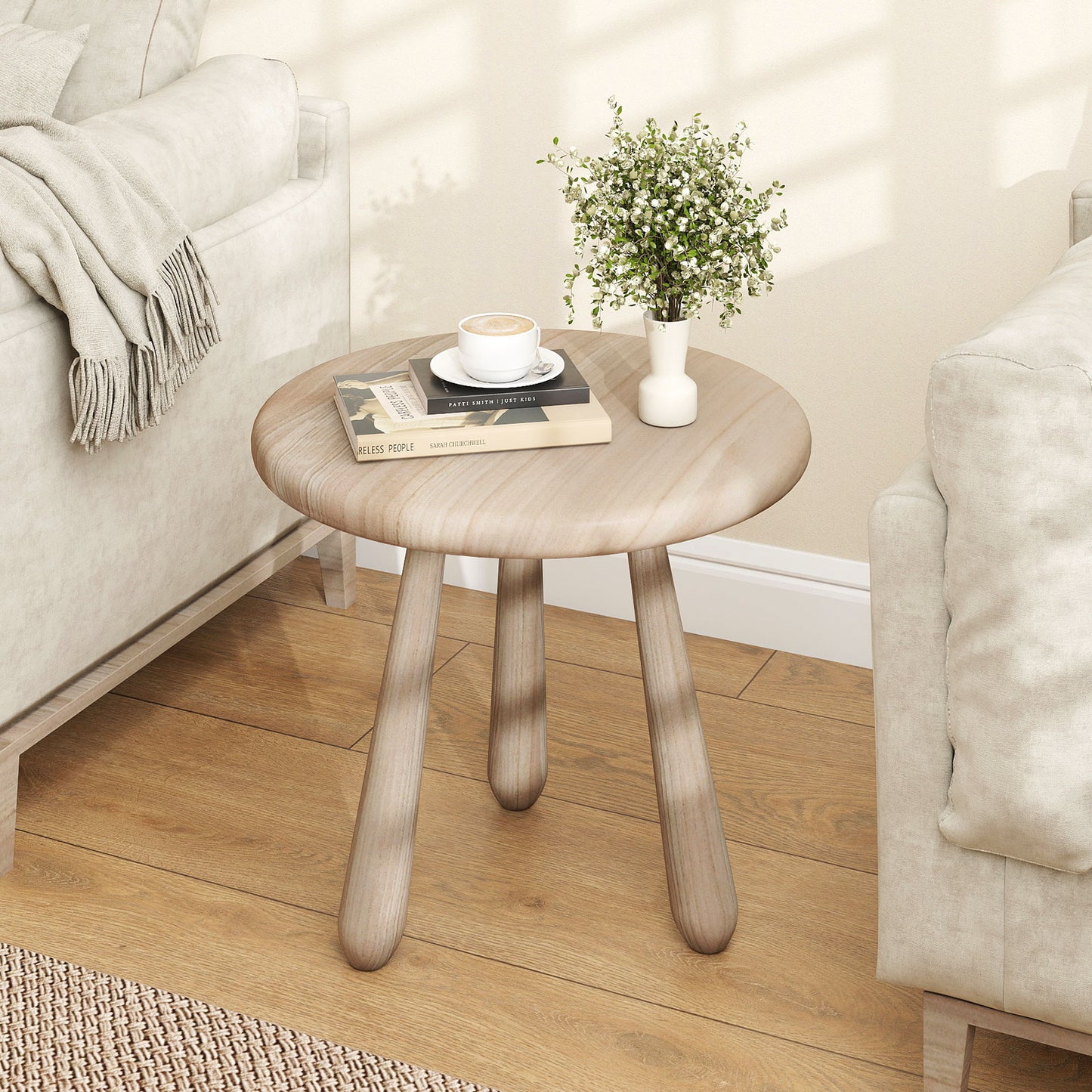 18 Inch Outdoor Mahogany Wood Side Table with Thickened Board, Natural End & Side Tables at Gallery Canada