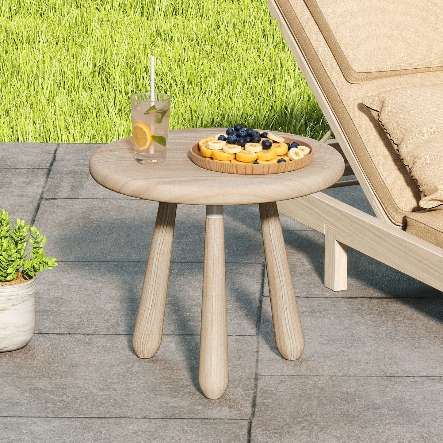 18 Inch Outdoor Mahogany Wood Side Table with Thickened Board, Natural End & Side Tables at Gallery Canada