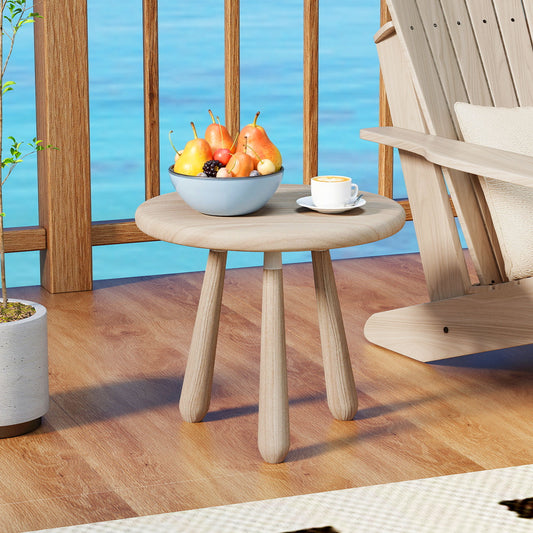 18 Inch Outdoor Mahogany Wood Side Table with Thickened Board, Natural End & Side Tables Natural at Gallery Canada