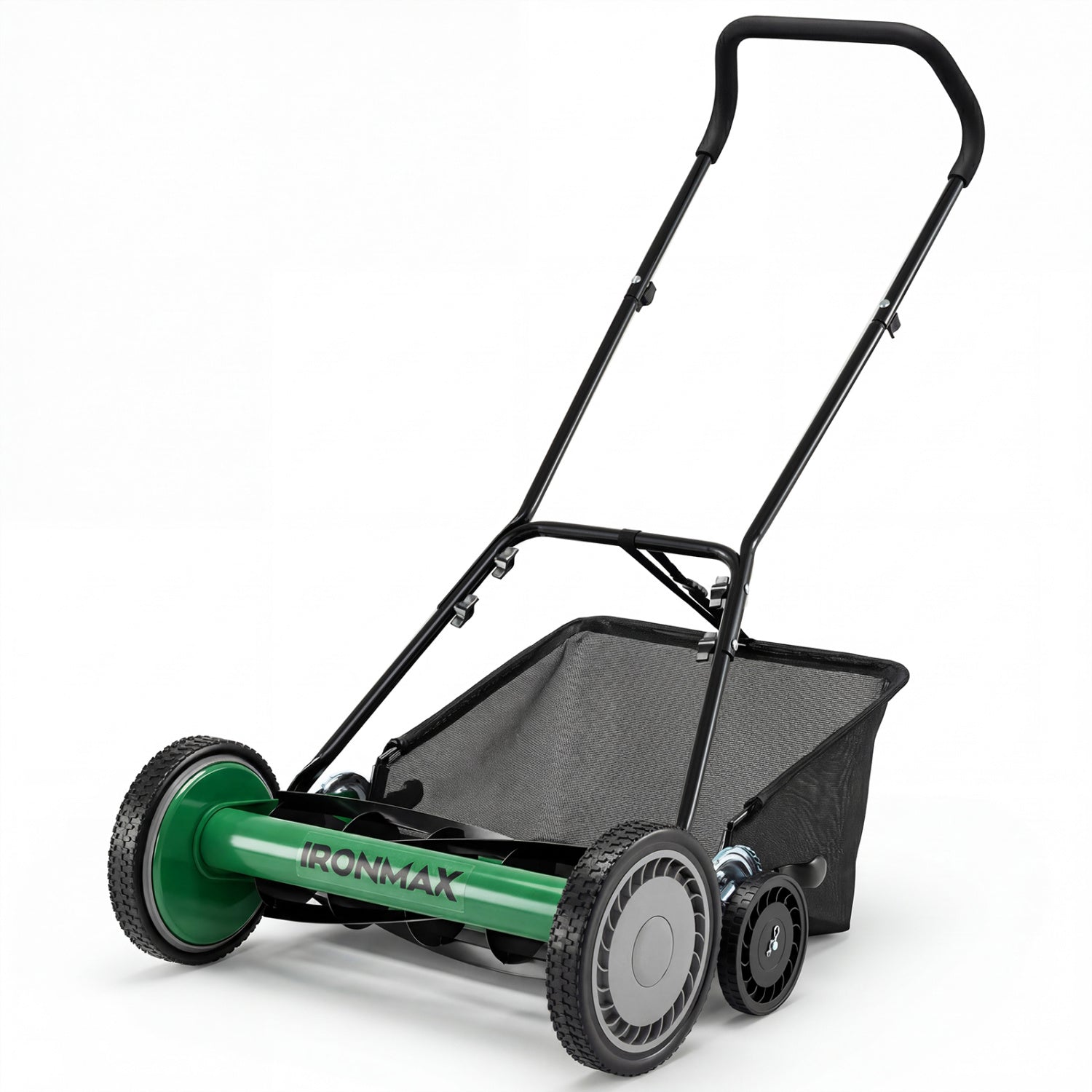 18 Inch Push Reel Lawn Mower, Adjustable, Removable Grass Catcher, Green Lawn Care Tools at Gallery Canada