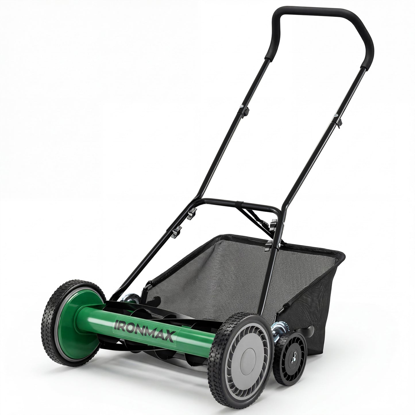 18 Inch Push Reel Lawn Mower, Adjustable, Removable Grass Catcher, Green Lawn Care Tools at Gallery Canada
