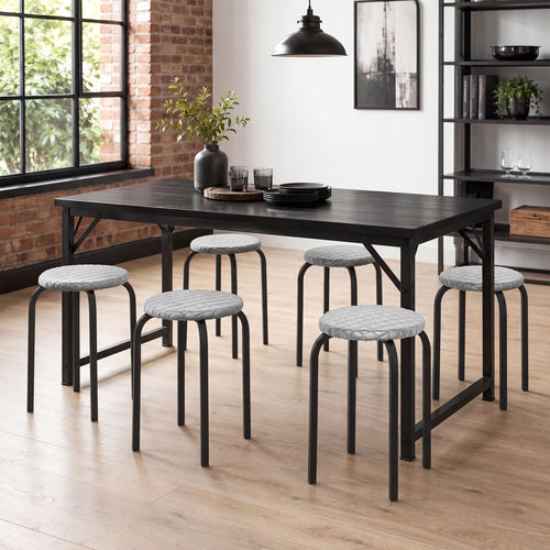 18in Round Stackable Stools, Set of 6, Removable Covers