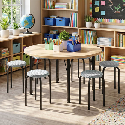 18in Round Stackable Stools, Set of 6, Removable Covers
