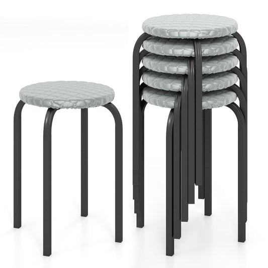 18in Round Stackable Stools, Set of 6, Removable Covers Bar Stools Rustic Brown and Black at Gallery Canada