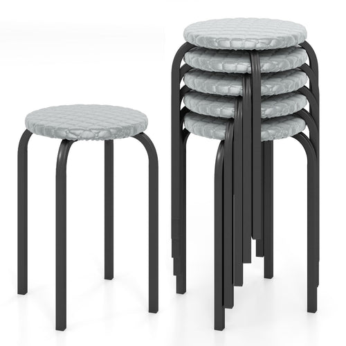 18in Round Stackable Stools, Set of 6, Removable Covers
